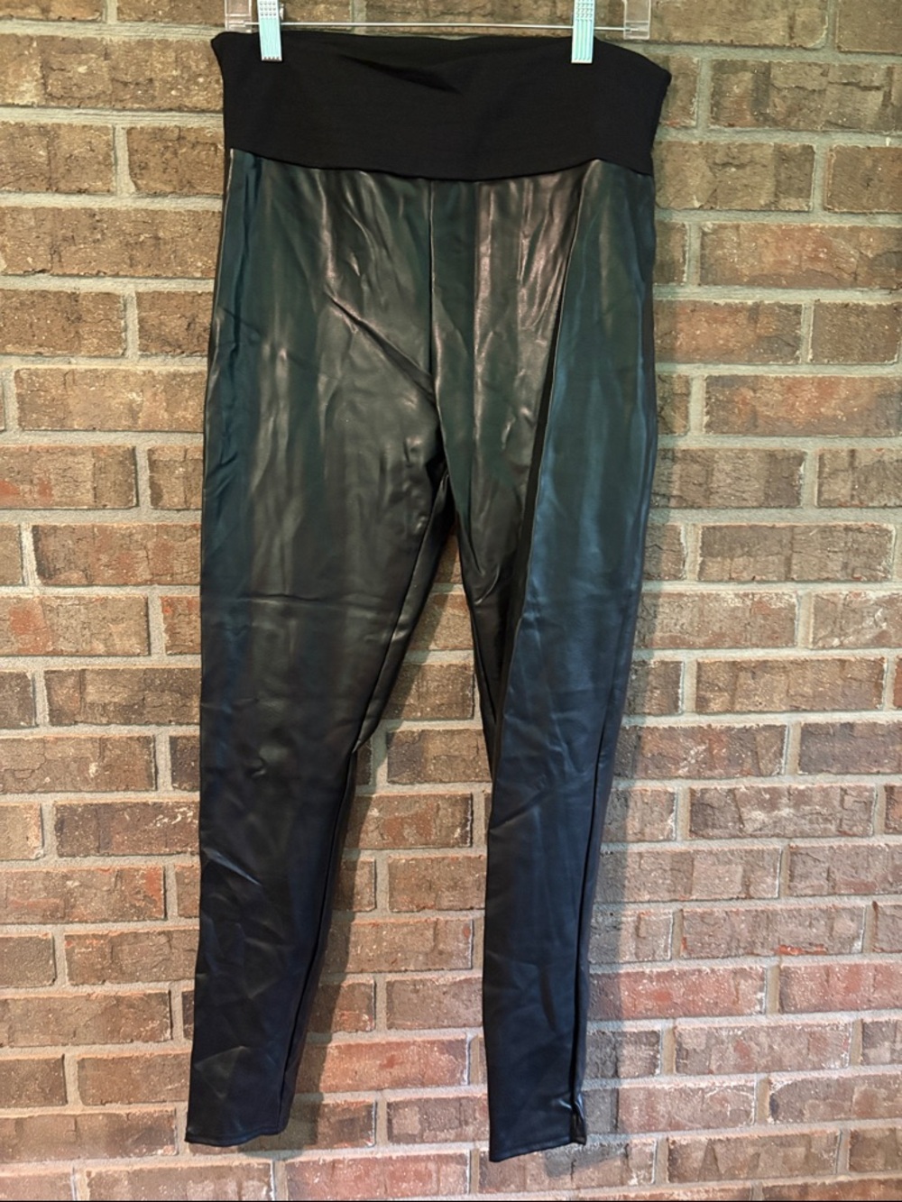 Assets By Spanx Black Faux Leather Plus Leggings - 1X
